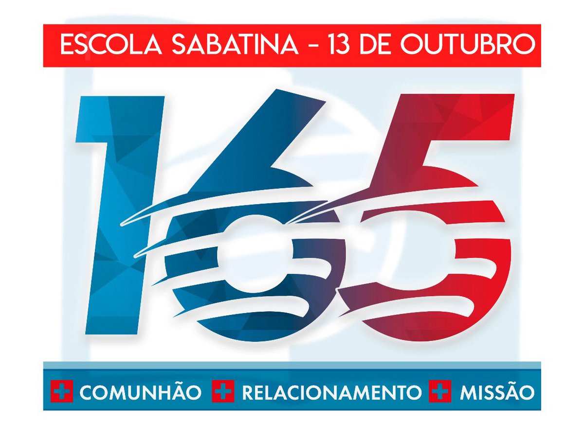 Celebraremos juntos os 165 anos da #EscolaSabatina no próximo dia 13 de outubro e reafirmaremos nosso compromisso com Comunhão, Relacionamento e Missão!