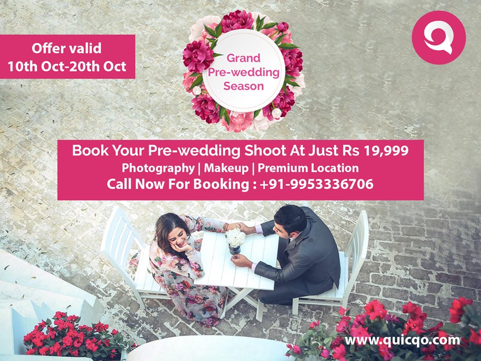 quicqo's tweet photo. Grand Pre-Wedding Season
Book Your Pre-wedding Shoot At Just Rs 19,999
Photography | Makeup | Premium Location
Offer valid 10th Oct-20th Oct
Call Now For Booking: +91-9953336706
https://t.co/yLptcQ6r3n 
#weddings #indianwedding #wedding #photography #WEDDINGPHOTOGRAPHY #candid https://t.co/KZTK5mW9jW