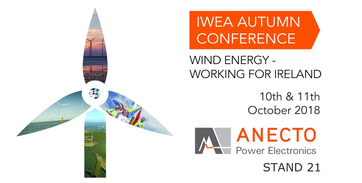 AnectoLtd's tweet photo. Join Anecto Power Electronics at Stand 21 during the @IWEA Autumn Conference in Galway this Thursday 11th October.

Timetable of events &amp; registration details here:
https://t.co/sTKSwfT1CA

#windenergy #renewables #renewableenergy #IWEA #testing https://t.co/EGc3qROSIM