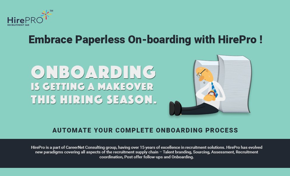 Hirepro_recruit's tweet image. Go paperless! This hiring season, give your #onboarding process a complete makeover with @Hirepro_recruit : bit.ly/1UMINmC  #oboardingtools #onboardingautomation