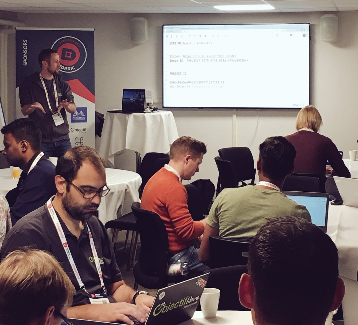 OLNordics's tweet photo. Live from the OpenStack Days Nordic with Gauvain Pocentek, giving a workshop on how to run an OpenStack platform. (@chrissauthier part of the attendance) #OSDN2018 https://t.co/PDlML42aBu