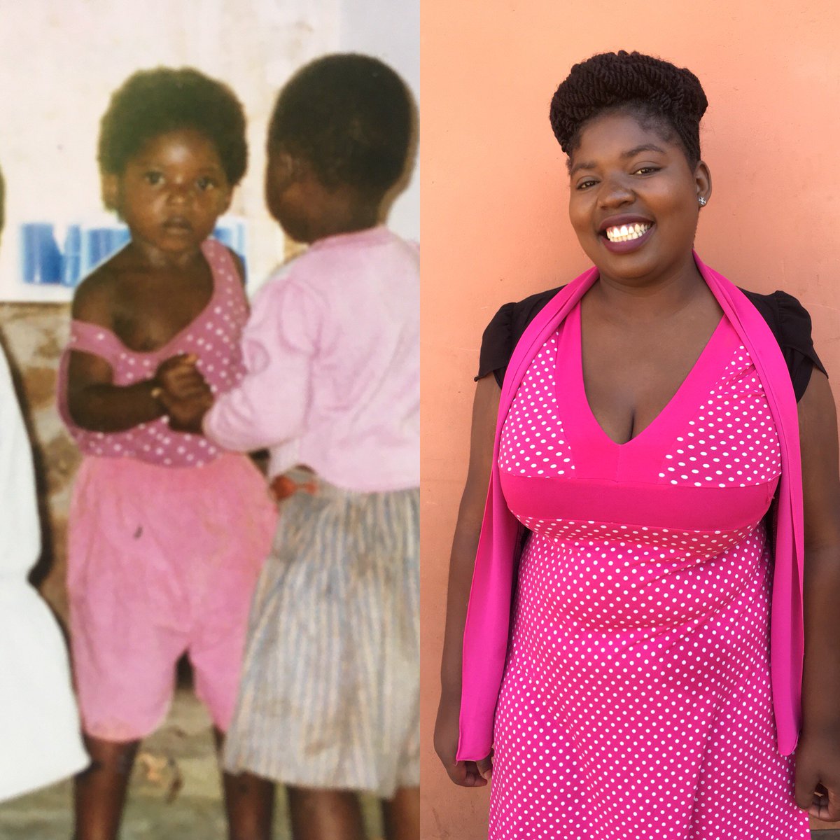 She hasn’t changed a bit! 22 years on she’s still rocking the pink with white spots...! From baby Jay in Tujatane Pre-School to Teacher Jay now working with us in Grade 3! 😍