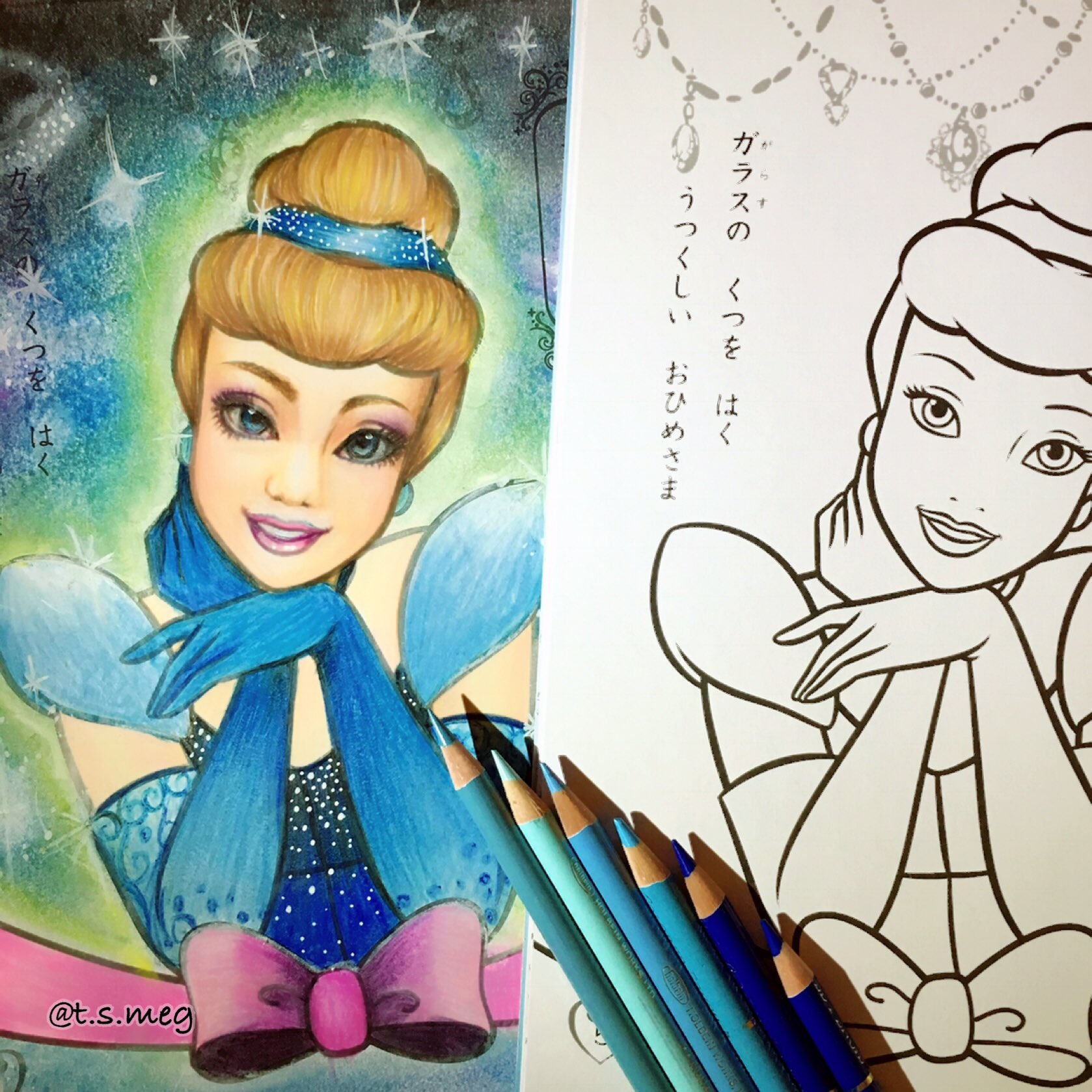 T S Meg 塗り絵アーティスト 在 Twitter 上 今日の1枚 過去作品 シンデレラの整形級塗り絵 インスタでアップした時に安室ちゃんに似てる って言われて 嬉しすぎたやつ 塗り絵 大人の塗り絵 ディズニープリンセス Disney T Co Hzjwnhn7zy