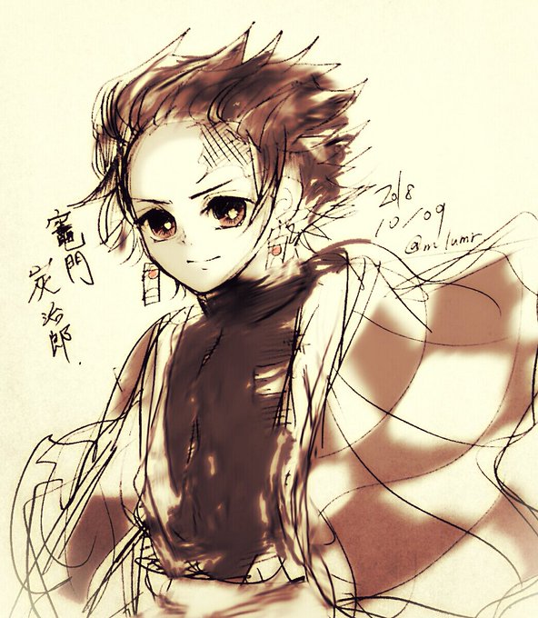 華さんがTwitterに投稿した竈門炭治郎(鬼滅の刃)のイラスト。