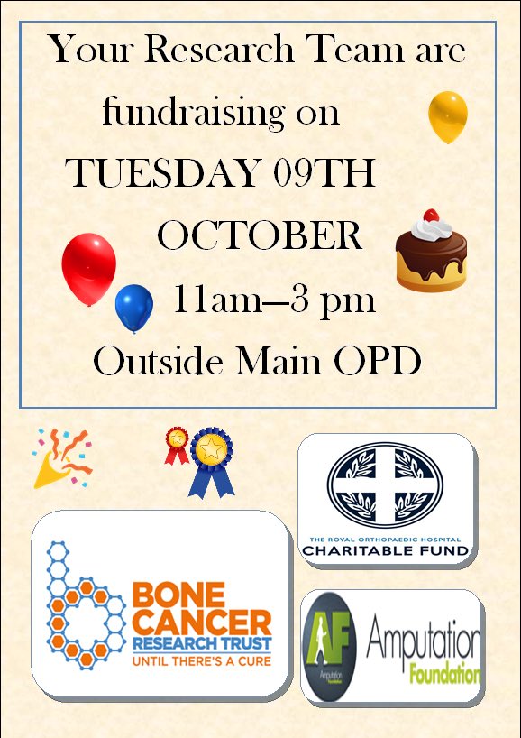 ROHresearch's tweet photo. Join us by outpatients 11 - 3 today! Have some cake and try your luck at our hook a duck, lucky dip and raffle and raise some money for some fantastic causes! #UntilTheresACure https://t.co/8GHMqeYA0M