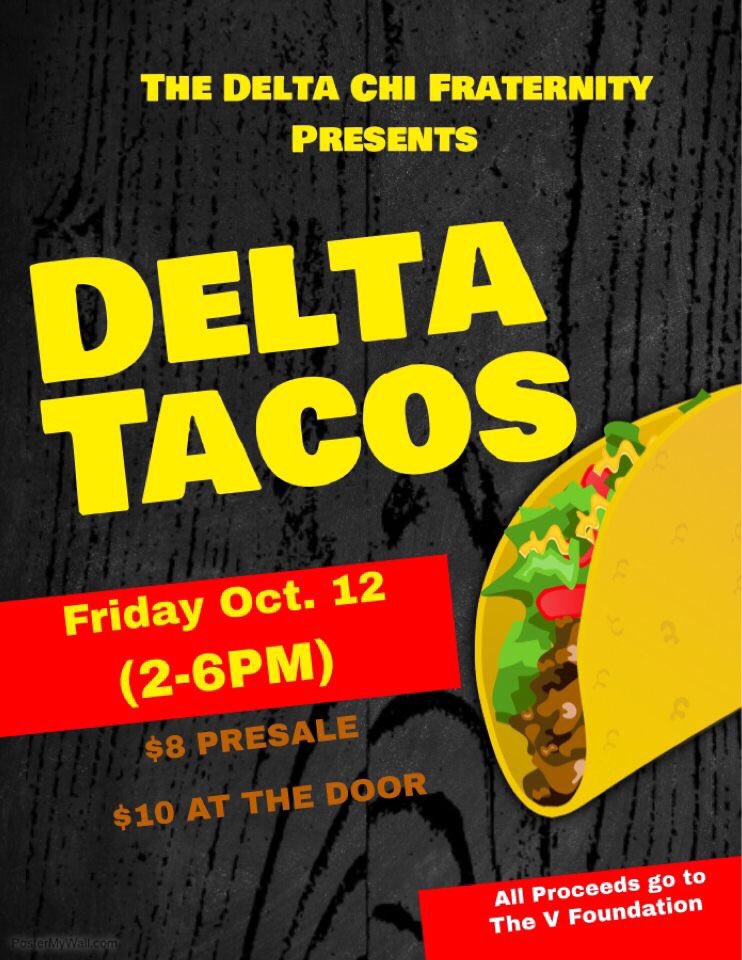 What’s better than having a week full of events??? A week full of FUN and DELICIOUS events that raise money to the #JimmyVFoundation for #CancerResearch ! Come out to the Unions and support a great cause! #TheDeltaChiFraternity #BornProudRaisedProud