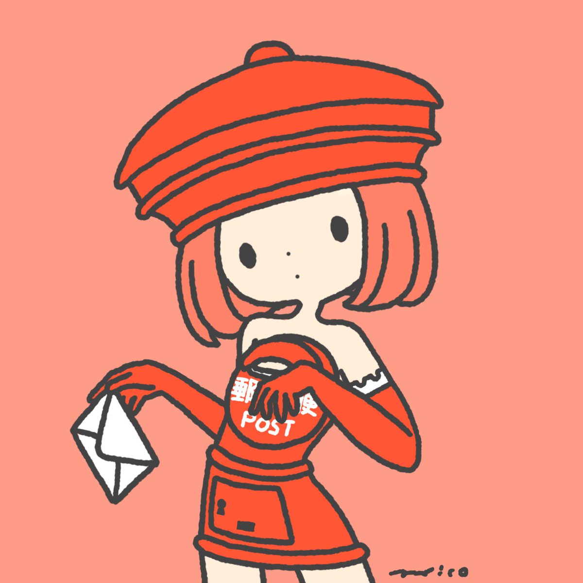 「✉️Postbox?

#世界郵便デー #worldpostday 」|paricoのイラスト