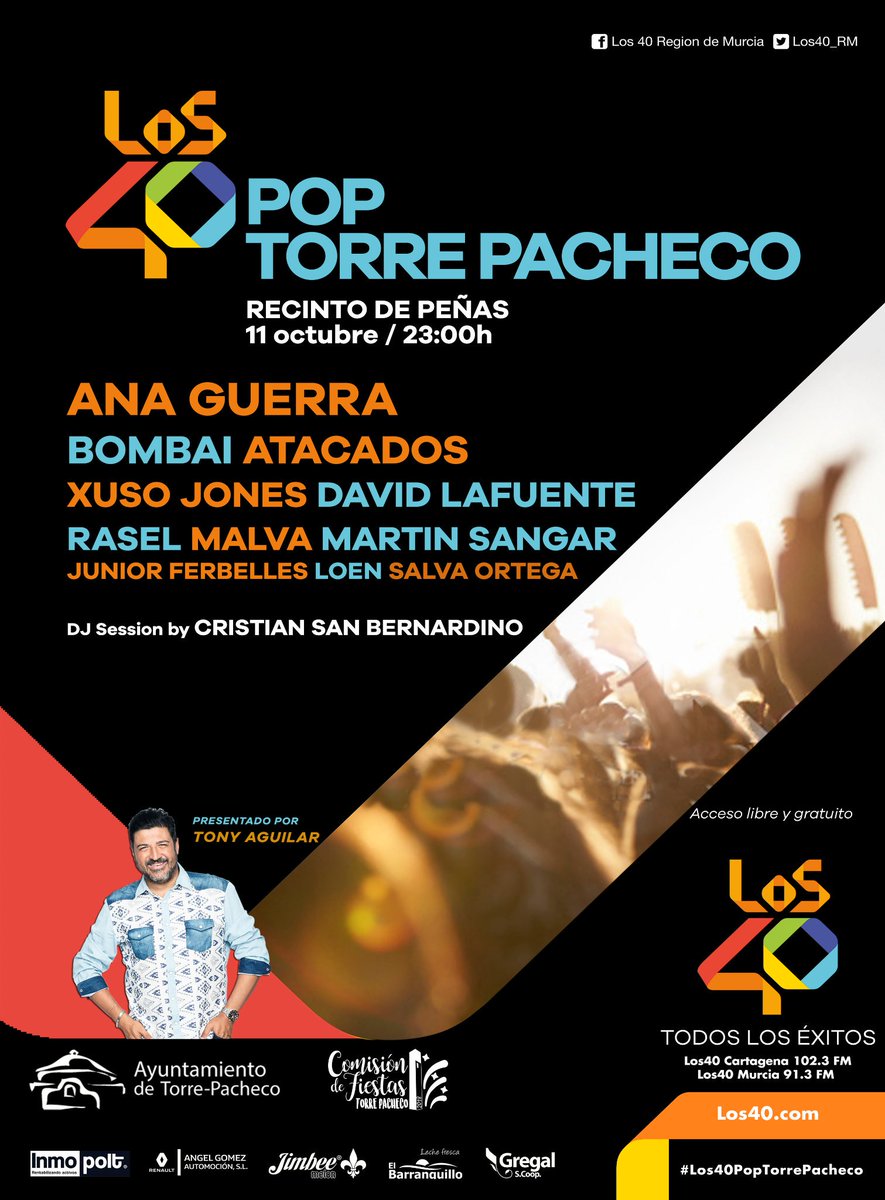 Morning Peaceandlovers ☮❤ 
Éste jueves nos vemos en Murcia!!!
Quién se viene? #Los40PopTorrepacheco 
<a href="/Los40_RM/">LOS40 RegióndeMurcia</a>