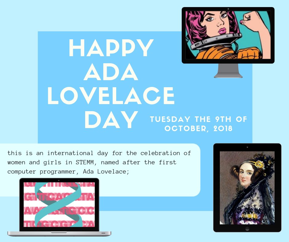 SistersInSci's tweet photo. Happy #AdaLovelaceDay everyone!! Let's celebrate women and girls in science on this day dedicated to the "enchantress of numbers" - whose achievements can be still be seen in modern computing today, over 200 years after she was born! https://t.co/oCN0zwjmrS