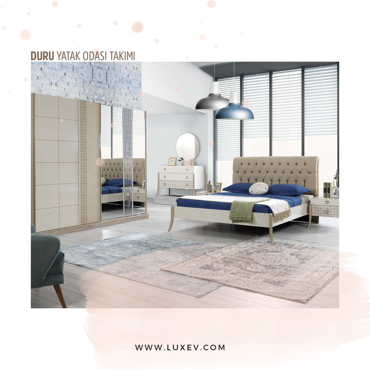 Duru yatak odasının ferahlığı LUXEV’de 
#luxevmobilya #mobilya #furniture #tasarım #design #tvünitesi #salon #oturmagrubu #yatakodası #ahşap #evlilik #evlilikhazırlıkları