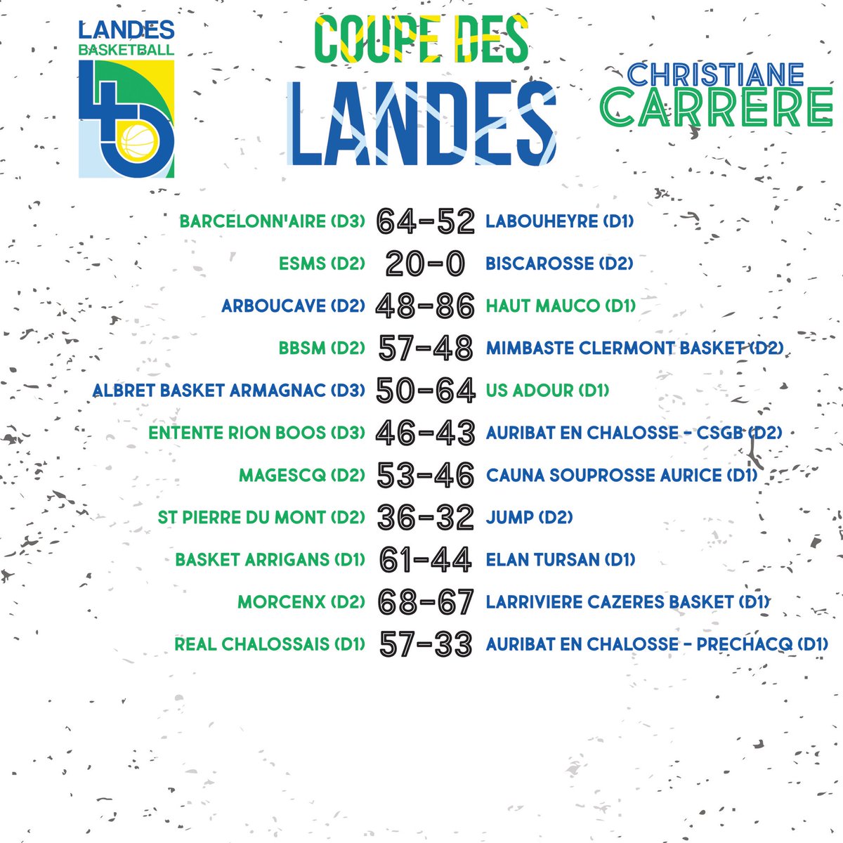 🏀 RECAP COUPE DES LANDES 🏆

Retrouvez les récapitulatifs des scores des 32èmes de finale qui avaient lieux ce week-end ✌️

#BASKET40