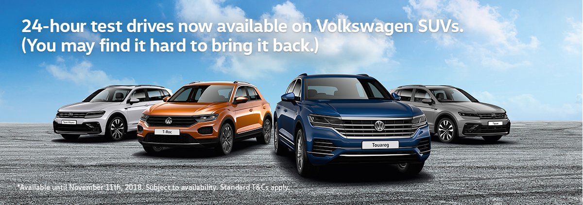 Until the 11th November 2018 we have 24 hours test drives available across our SUV range. Book yours today at our Bath or Merthyr dealerships. 

monmotors.com/volkswagen/