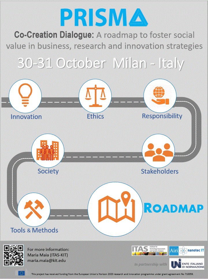 Coming up: PRISMA Project next event!!!!
A ROADMAP TO FOSTER SOCIAL VALUE  IN BUSINESS, RESEARCH AND INNOVATION STRATEGIES 
Milan, UNI – Ente Italiano di Normazione (Italian National Standard Body), 30-31 October 2018 RT <a href="/mjmaia/">Maria João Maia</a>