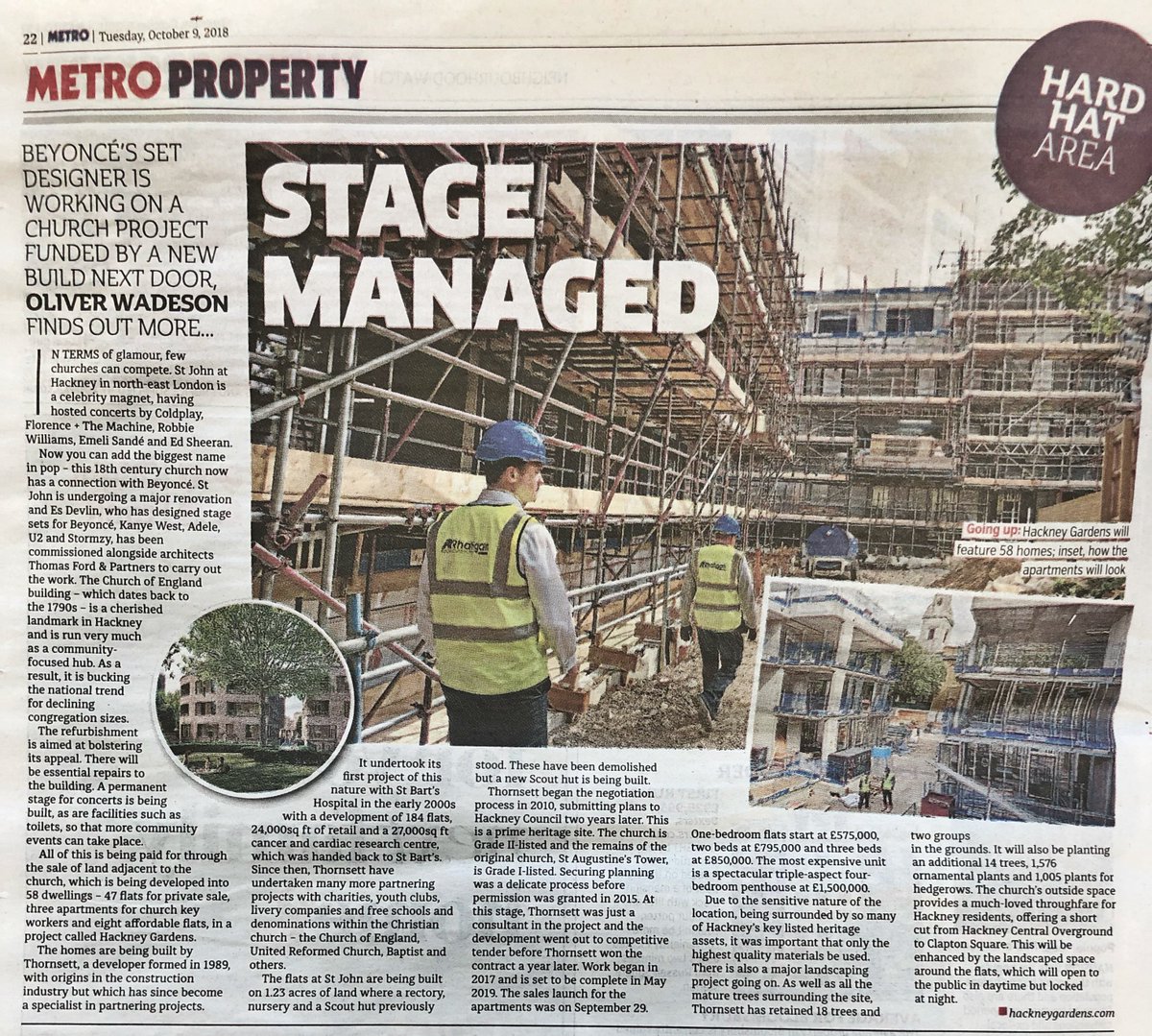 JJRhatigan's tweet photo. Delivery of our Hackney Gardens project is coming along nicely! Sales have launched as featured in todayโs @MetroUK newspaper #hackneygardens https://t.co/Gd0qDrO8I7