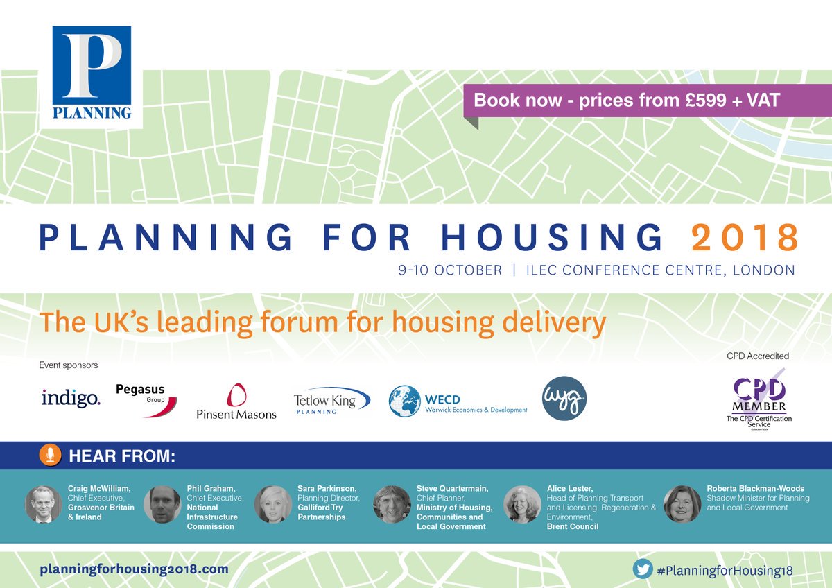 TetraTechEurope's tweet photo. We look forward to joining #planning industry experts at @PlanningMag's #Planningforhousing18 starting today. @wyggroup's Anne Clements joins the speaker panel, covering key issues in #housing delivery. https://t.co/REJyaL164C