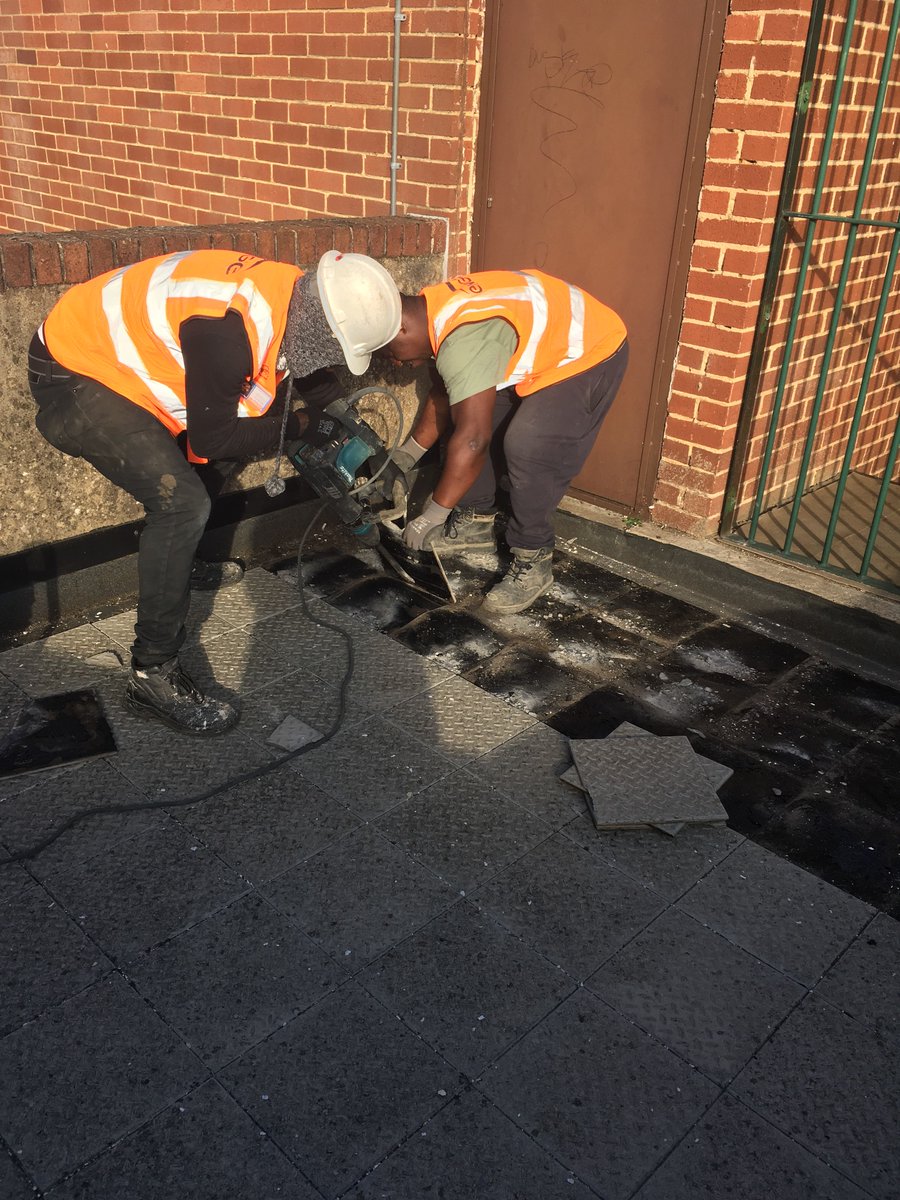 Another day, another block of flats to repair. Phase 1 - remove all the leaking tiles as preparation for steadfast Resiplast waterproof coating