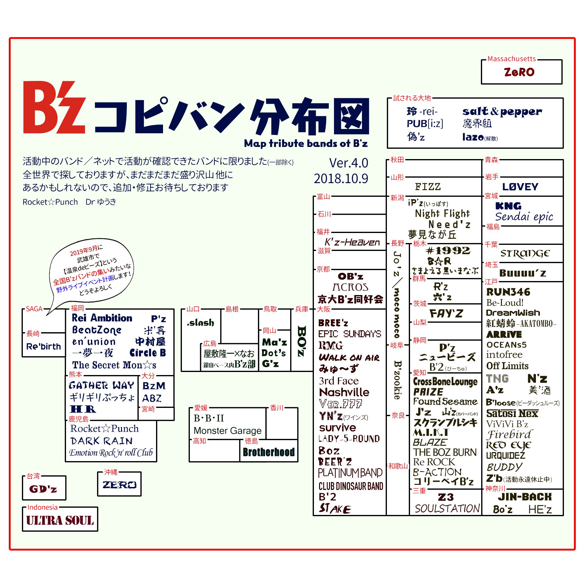 ゆうき B Zコピバン B Zコピバン全世界分布図最新版 ああ疲れた 19年9月に佐賀県武雄市で全国b Zバンドの集いイベントを計画してます 武雄温泉に旅行に来てついでに野外ライブする というもの ずっと先の予定けど今のうちから告知してたら遠征や ゆうき B Zコピバン B Zコピバン全世界分布図最新版 ああ疲れた 19年9月に佐賀県武雄市で全国b Zバンドの集いイベントを計画してます 武雄温泉に旅行に来てついでに野外ライブする というもの ずっと先の予定けど今のうちから告知してたら遠征や