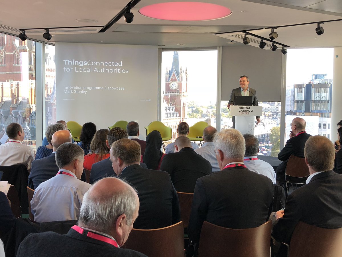 filmgomes's tweet photo. Kick-off of the Things Connected for Local Authorities #TC4LA showcase event @DigiCatapult! Full house with innovators and Local Authorities from all around the UK. @markstanley @pjcoolk https://t.co/O3nArdhB4X