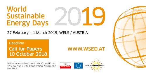 EUREC_Info's tweet image. #wsed 2019: 1 DAY LEFT to send your abstract and participate in the World Sustainable Energy Days 2019! bit.ly/2oexixU