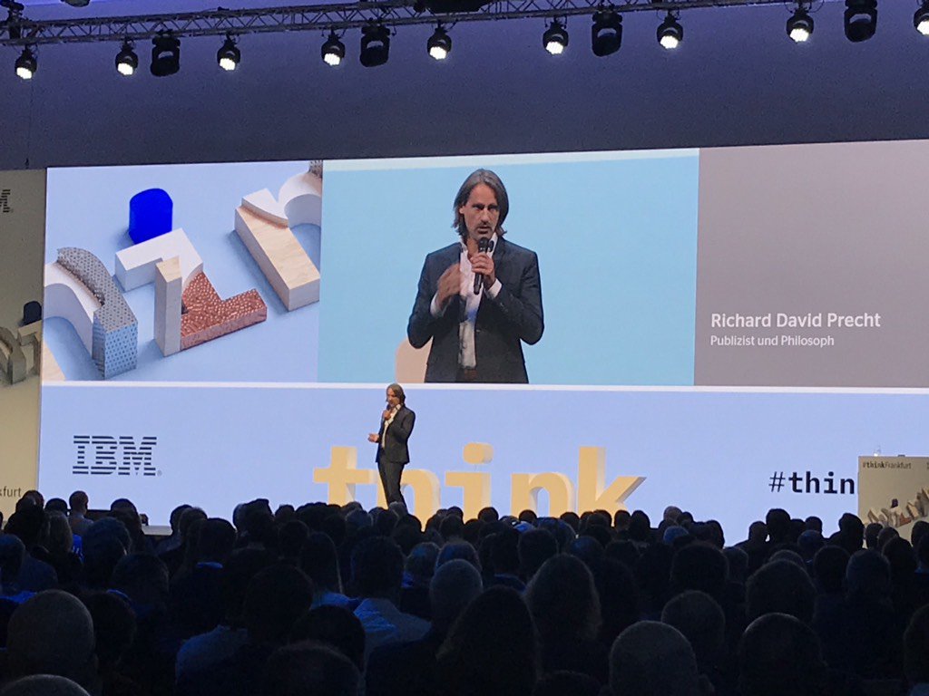Sehr cooler Vortrag von Richard David Precht über autonomes Fahren, das bedingungslose Grundeinkommen und künstliche Intelligenz bei <a href="/IBM/">IBM</a> #thinkfrankfurt