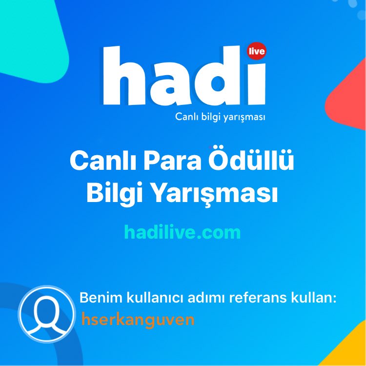 crazyybad's tweet photo. Hadi - Bilgi Yarışması çok eğlenceli, sen de oynamalısın. Kayıt olurken referansına benim kullanıcımı "hserkanguven" yaz lütfen. https://t.co/cPoHztX1Kz @hadioyna https://t.co/hybkksjmhw
