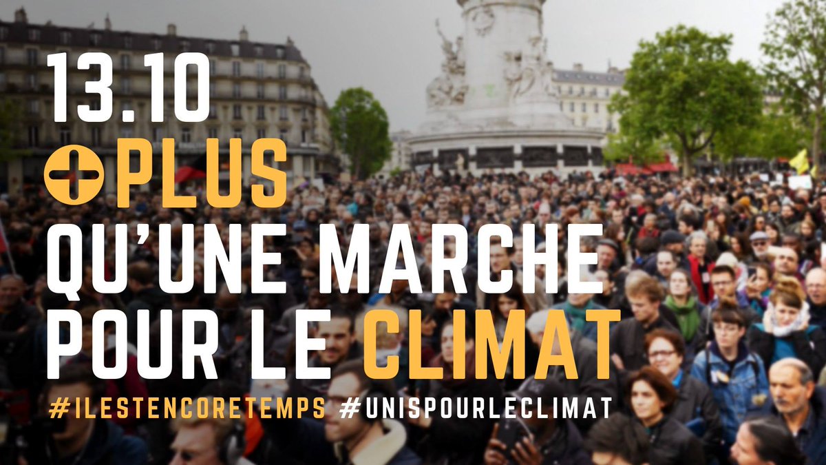 Ce samedi 13 octobre, nous participerons à la grande #marchepourleclimat Rendez-vous à 14h à Opéra, on tiendra un stand alors venez nous rejoindre ! facebook.com/events/2217054… #IlEstEncoreTemps