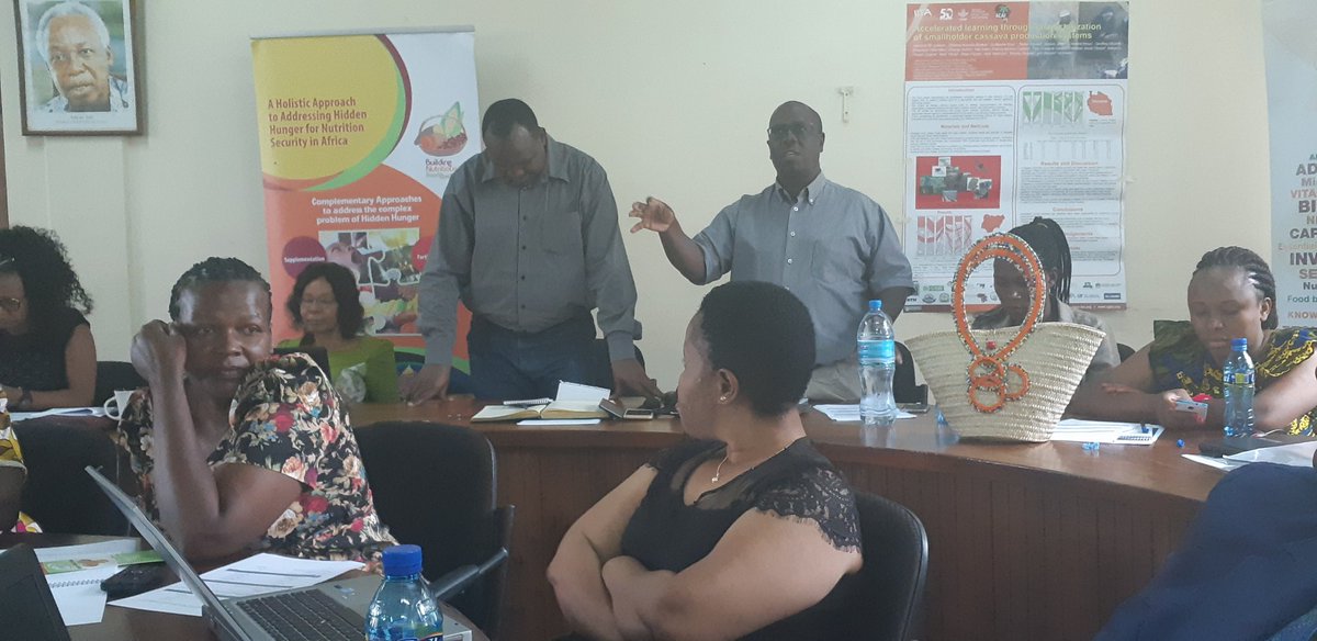 Dr. James Gethi of <a href="/CIMMYT/">CIMMYT</a> &amp; Chacha Watanga of Meru Agro dealers make a point on PVA maize at the on going National Food Fortification Alliance meeting taking place at Kibaha,Tanzania. The meeting is sponsored by <a href="/projectbnfb/">BNFB Project</a> &amp;has attracted various nutritional institutions.