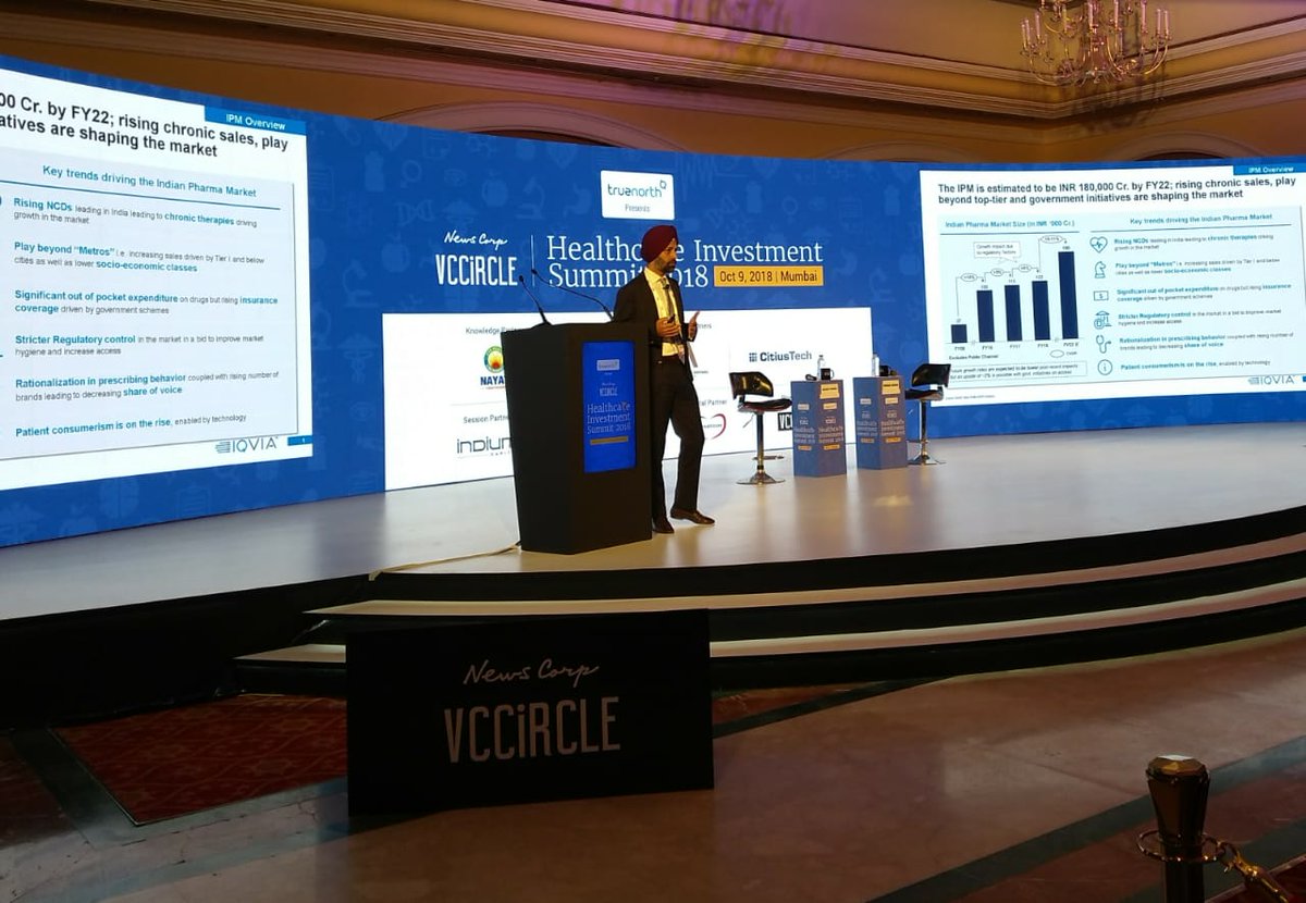 MosaicDigitalIN's tweet image. #JasdeepSingh Senior Principal and Consulting Head @IQVIA_AsiaPac  releasing report on &apos;Winning in the IPM: Investment Themes and Alternate Channels of Play&apos; at the @VCCircle #Healthcare #Investment Summit 2018 #VCCHealth