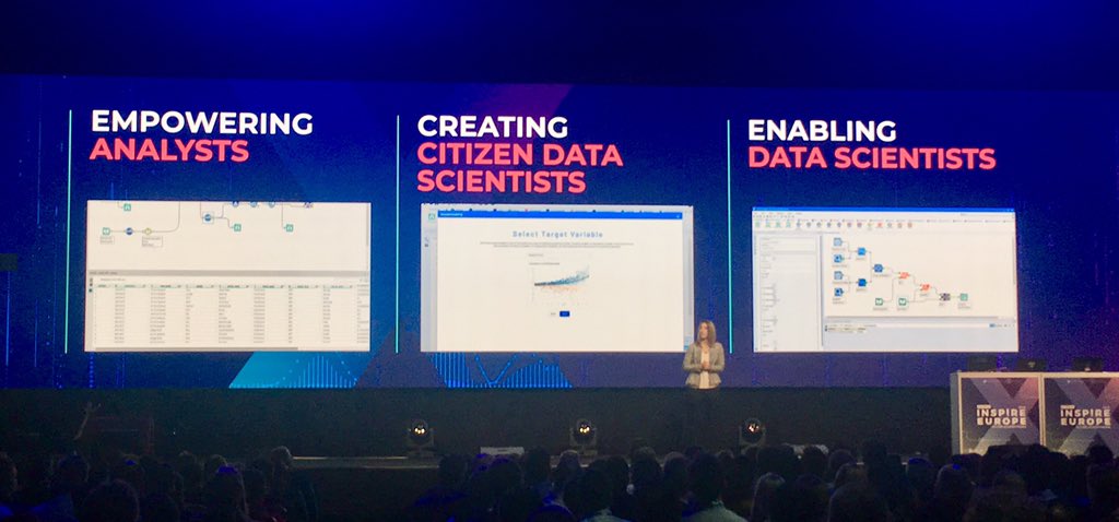 AlteryxBeth's tweet photo. The Alteryx platform is helping analysts, citizen data scientists and data scientists alter.everything. Go @ashleyekramer! #AlteryxEU18 https://t.co/bwB5CY0N0K