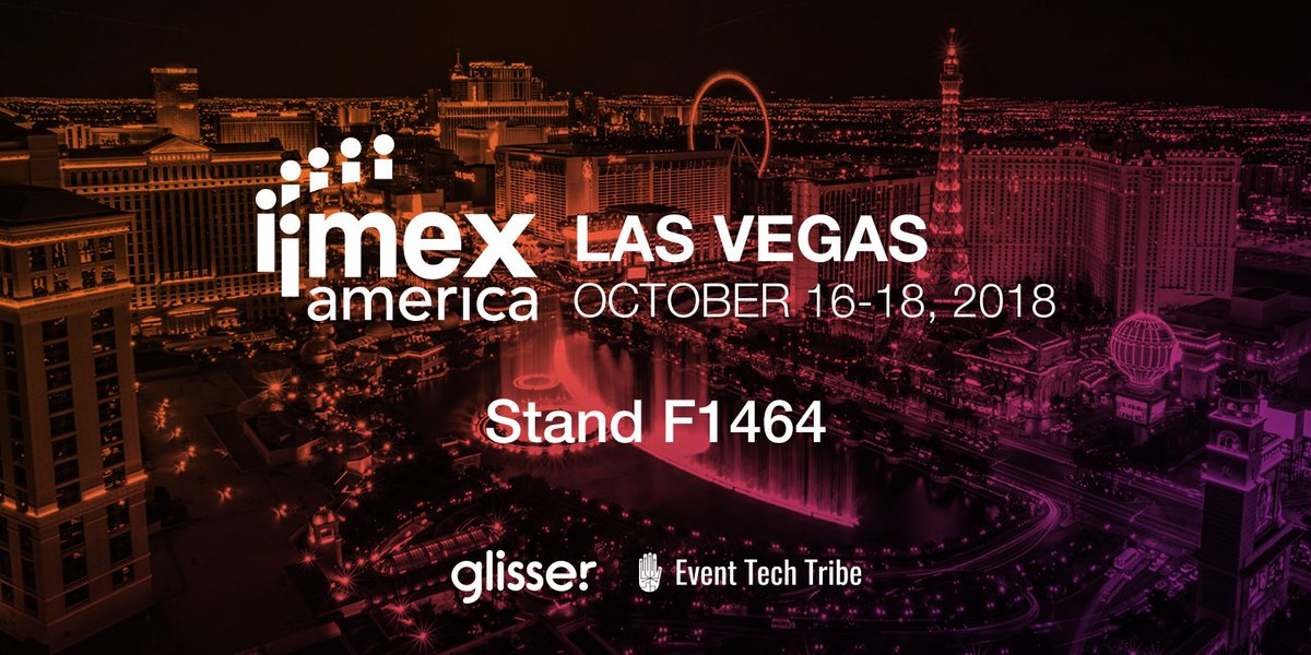 Glisser's tweet photo. We're pumped for @IMEX_Group with @event_tribe!
If you're attending, our team would love to say hi. So swing by our booth for all your audience engagement needs π
Schedule a meeting here: https://t.co/MWBAeM3PnI #IMEX18 #Vegas #ARS https://t.co/NFLDzTbEF6