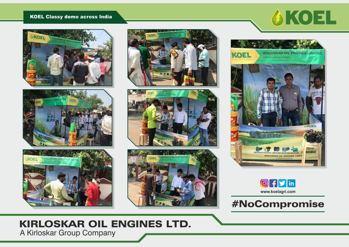 #KOEL Classy demo at various locations across India.
#TeamKOEL #KirloskarOilEnginesLtd #Kirloskarpumps #PureCopper #Domestic #Agriculture #Bestperformance #Electricpumps #OilEngines #NoCompromise