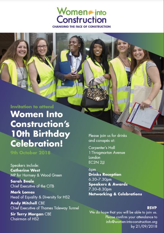 Morro_PS's tweet photo. Happy 10th Birthday Women Into Construction @WIConstruction Our team (Karen, Catherine and Kirsty) are looking forward to celebrating with you later. @LuanaBills https://t.co/guNAxZnYJ8