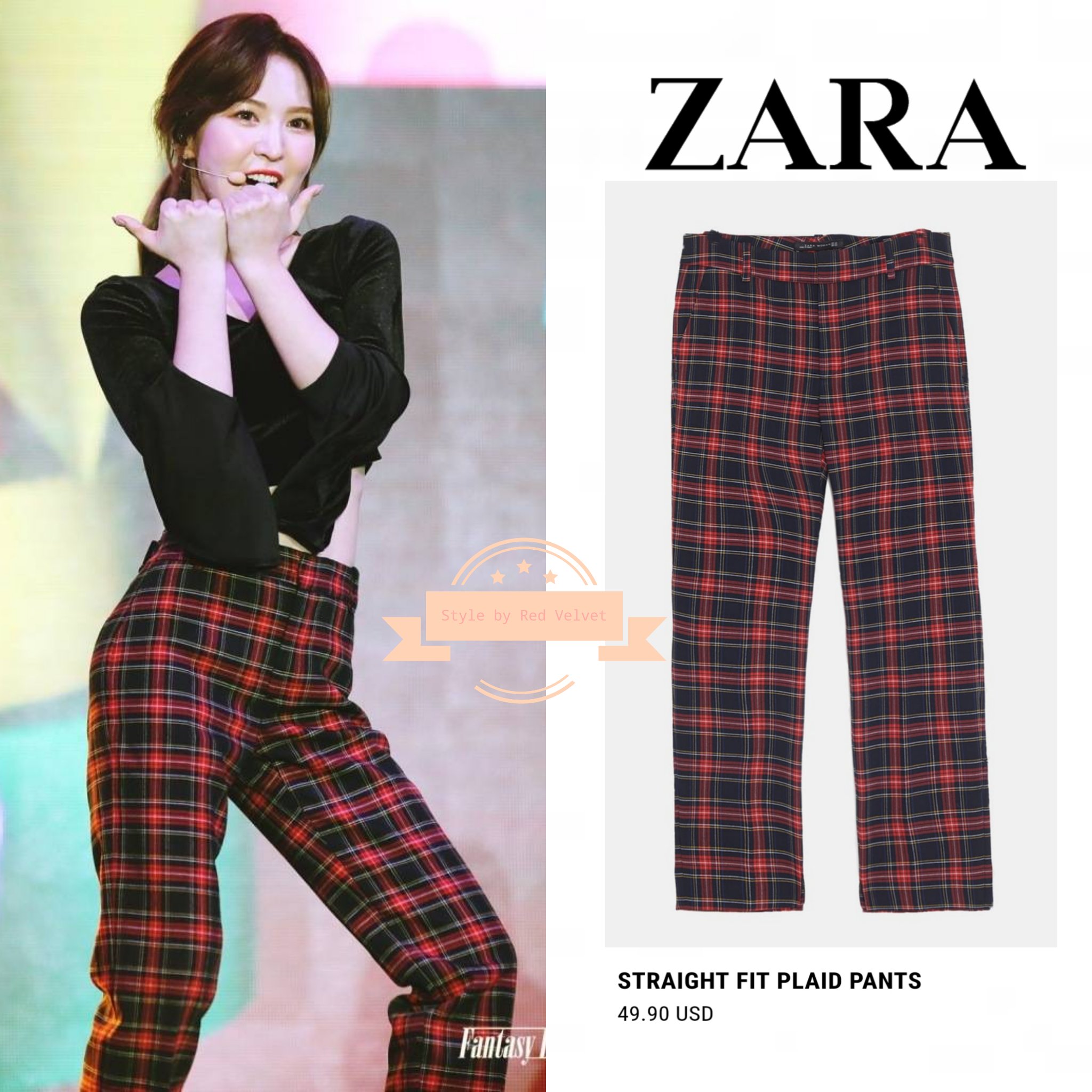 zara red plaid pants