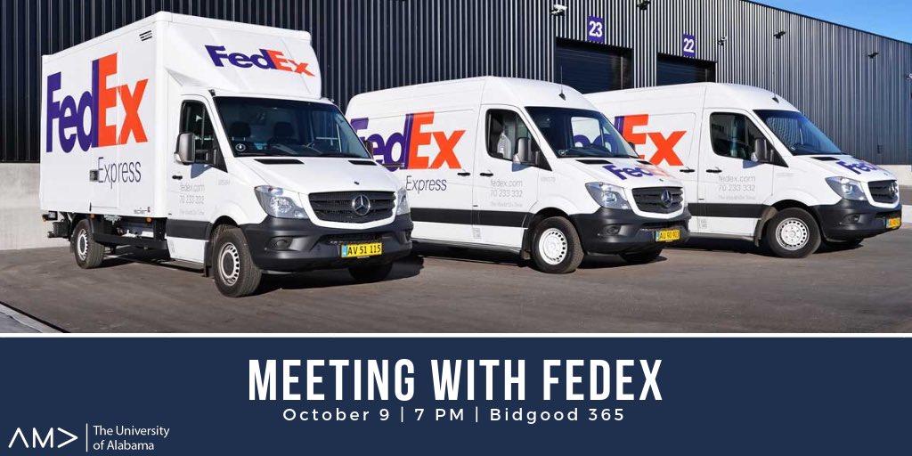 UA_AMA's tweet photo. Join us TONIGHT at 7 in Bidgood 365 for our meeting with FedEx! They will be talking about their  internship opportunities for this summer. Remember to bring your application and dues. Dress is casual. We can’t wait to see everyone there! #UAAMA https://t.co/UJHsfuQf4Q