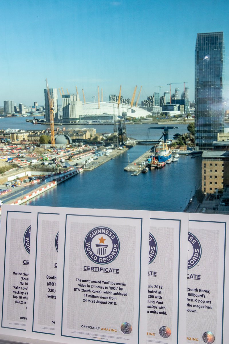 Good luck with the show tonight @BTS_twt. We might even be able to hear from our London office just across the river from the @TheO2. Why not pop in for a cup of tea and pick up your certificates?! #BTSLondon
