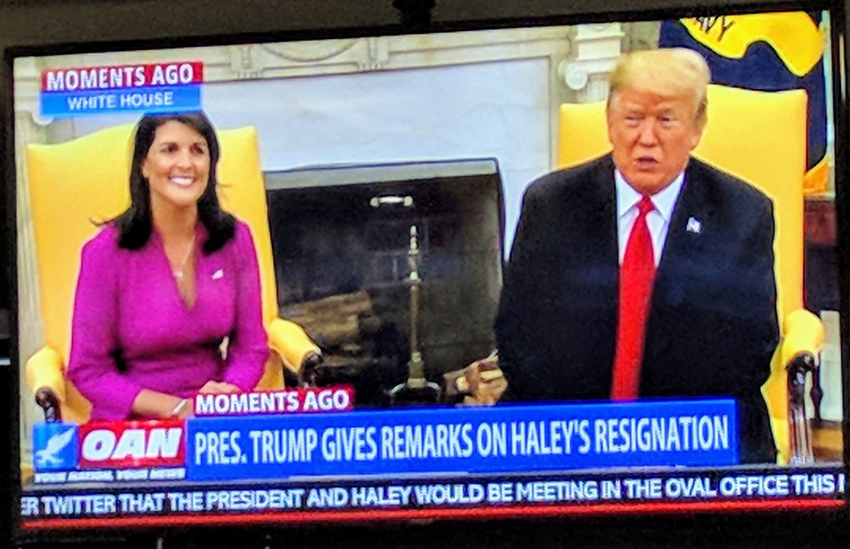 SaniUnutoa's tweet photo. Pres. Trump accepts Nikki Haley's resignation as U.S. Ambassador to United Nations. https://t.co/PWLoPqghxK