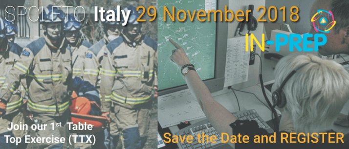 IN-PREP (@inprep_eu) on Twitter photo The first opportunity to see the <a href="/INPREP_EU/">IN-PREP</a> system in use! Join us on Nov 29th for our 1st TTX (Table Top Exercise) to experience and discuss what IN-PREP offers to end-users <a href="/ISENSE_GROUP/">I-SENSE GROUP/ ICCS</a> <a href="/editorialcrj/">Emily Hough</a>
More info: bit.ly/2y9kyhE
Register: bit.ly/2PojA7L The first opportunity to see the <a href="/INPREP_EU/">IN-PREP</a> system in use! Join us on Nov 29th for our 1st TTX (Table Top Exercise) to experience and discuss what IN-PREP offers to end-users <a href="/ISENSE_GROUP/">I-SENSE GROUP/ ICCS</a> <a href="/editorialcrj/">Emily Hough</a>
More info: bit.ly/2y9kyhE
Register: bit.ly/2PojA7L