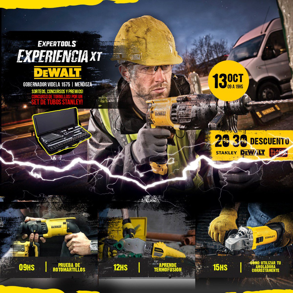 expertoolsxt's tweet image. ⚠ATENCIÓN⚠ Te presentamos una Nueva #ExperienciaXT DEWALT
🗓️Sábado 13 de Octubre de 9 a 19hs.
📍Av. Gobernador Videla 1575. Guaymallén, Ciudad de Mendoza.

✅Pruebas y Capacitaciones ⚡
✅Sorteos y Concursos 🥇
✅Descuentos Exclusivos de Hasta 30% 💸

Te Esperamos!!!!😃😃
