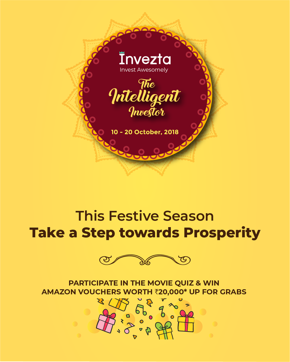 Invezta's tweet photo. We have an exciting contest 'The Intelligent Investor' this festive season.

To Participate- Make your first investment on https://t.co/1mF0IZhk15 between 10th October and 20th October and Answer the Quiz.

#ContestAlert #theintelligentinvestorchallenge #Invezta #MutualFunds https://t.co/waSLUc4BIF