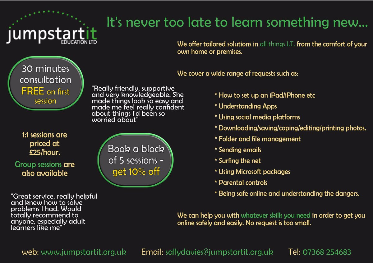 JumpstartSally's tweet image. A couple of the latest ads. Always appreciate a like or a retweet :) Get in touch if these are of interest to you and book me in #OnlineSafety #AdultTutoring #eSafety #ITskills #ITtutor #Learning