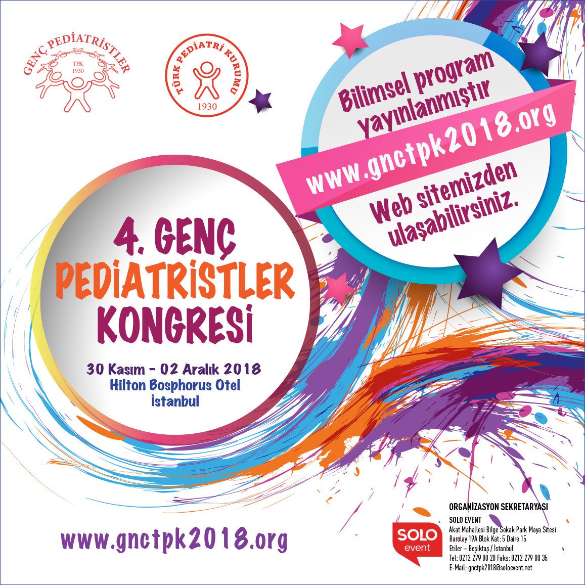 4. Genç Pediatristler Kongresi bilimsel programı yayınlanmıştır. Kongre web sitemizden ulaşabilirsiniz: gnctpk2018.org