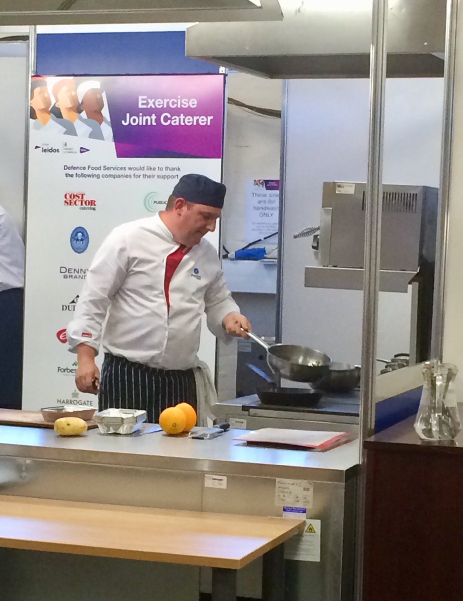 SodexoGandA's tweet photo. Good luck to our chef, Andy Clarkson, competing in the two hour Open Grand Prix against military chefs. Go Andy! #EJC18 @SodexoUK_IRE https://t.co/DTbJYnFVJ0