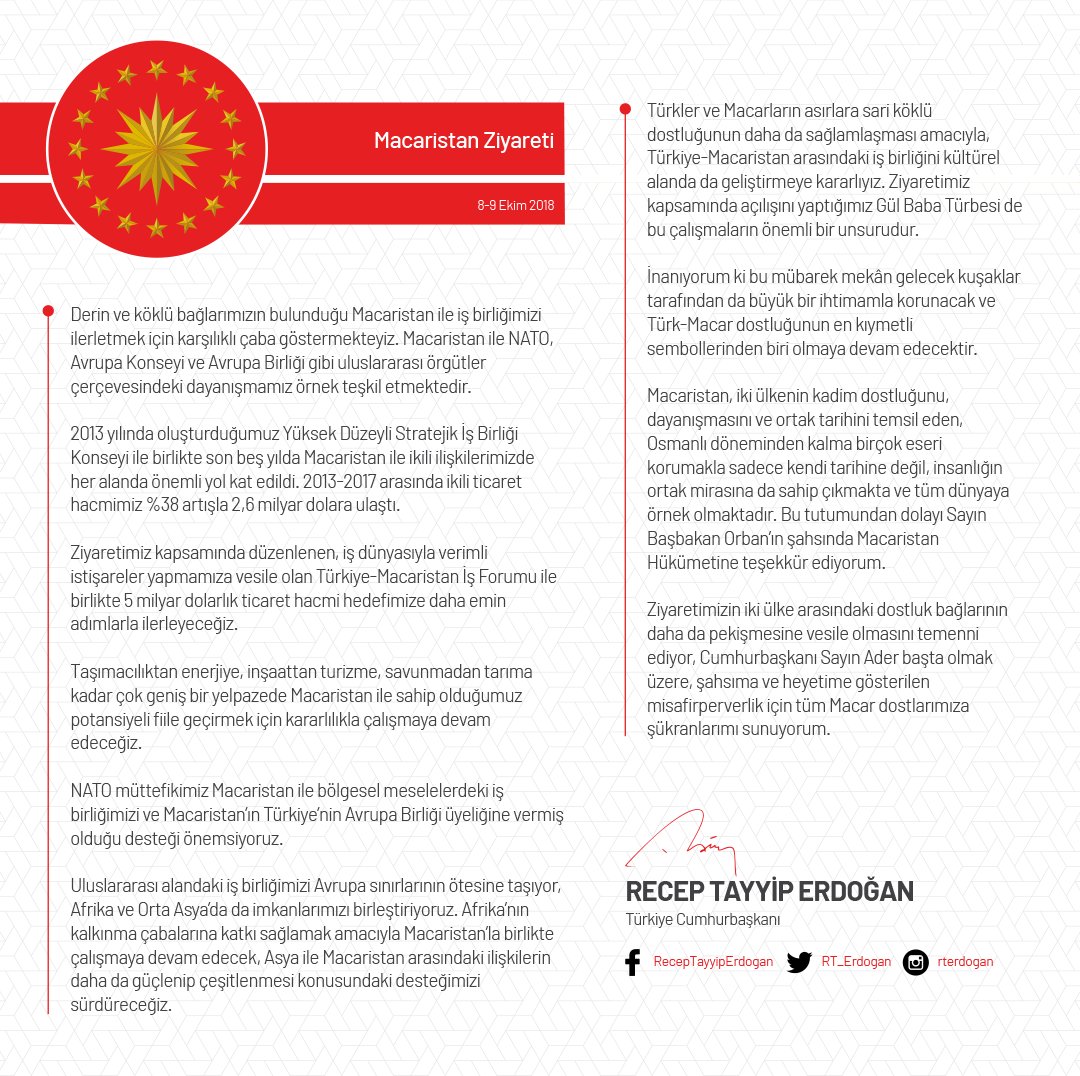 Derin ve köklü bağlarımızın bulunduğu Macaristan ile iş birliğimizi ilerletmek için karşılıklı çaba göstermekteyiz.