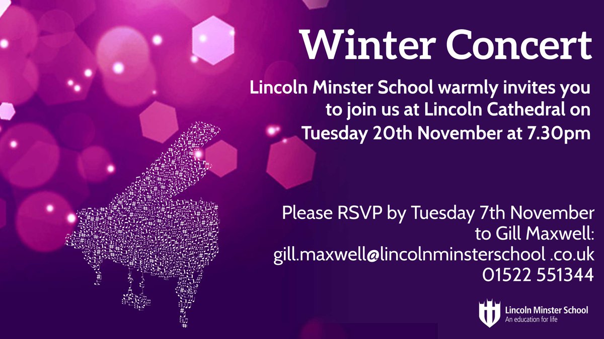 MinsterSchool's tweet photo. Get it in the diary! The 2018 Winter Concert will be on Tuesday 20th November at 7.30pm at @LincsCathedral .

#educationwithcharacter #schoolmusicconcert #cathedralconcert #lincoln #Iloveboarding https://t.co/he39fRQDZy