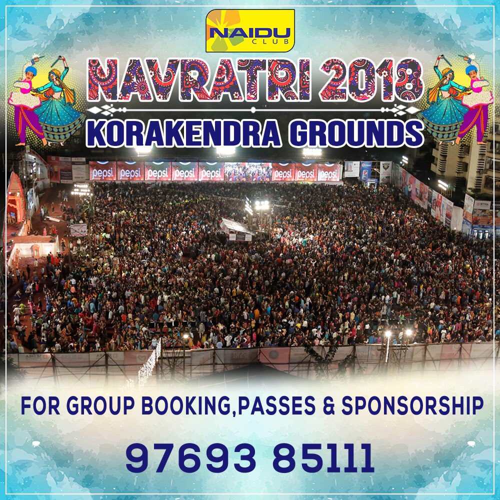 Mithibaikshitij's tweet photo. There can’t be a better Navratri event than this with its Perfect Rhythm and Navratri festive vibe that matches the Garba &amp; Dandiya Lovers.  
#korakendranavratari 2018 #naiduclub #korakendraground #biggestnavratri #bestoffers
For Passes and Group Booking contact: 9769385111 https://t.co/ARdZgsdWgR