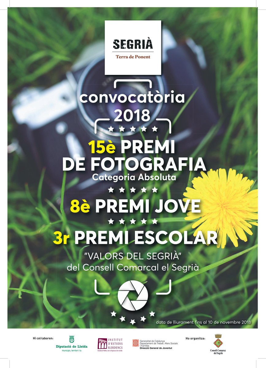 CCSegria's tweet photo. El Premi "Els Valors del Segrià" torna de la ma de @SegriaCultura i @jovesegria per destacar les qualitats del #Segrià través de les imatges
▪️ Fi de la convocatòria: 9 de novembre
https://t.co/1Ec2bPf1Nd
#SegriaCultura #JovesSegria #CCSegria #TerradePonent https://t.co/Guxyn5veGJ