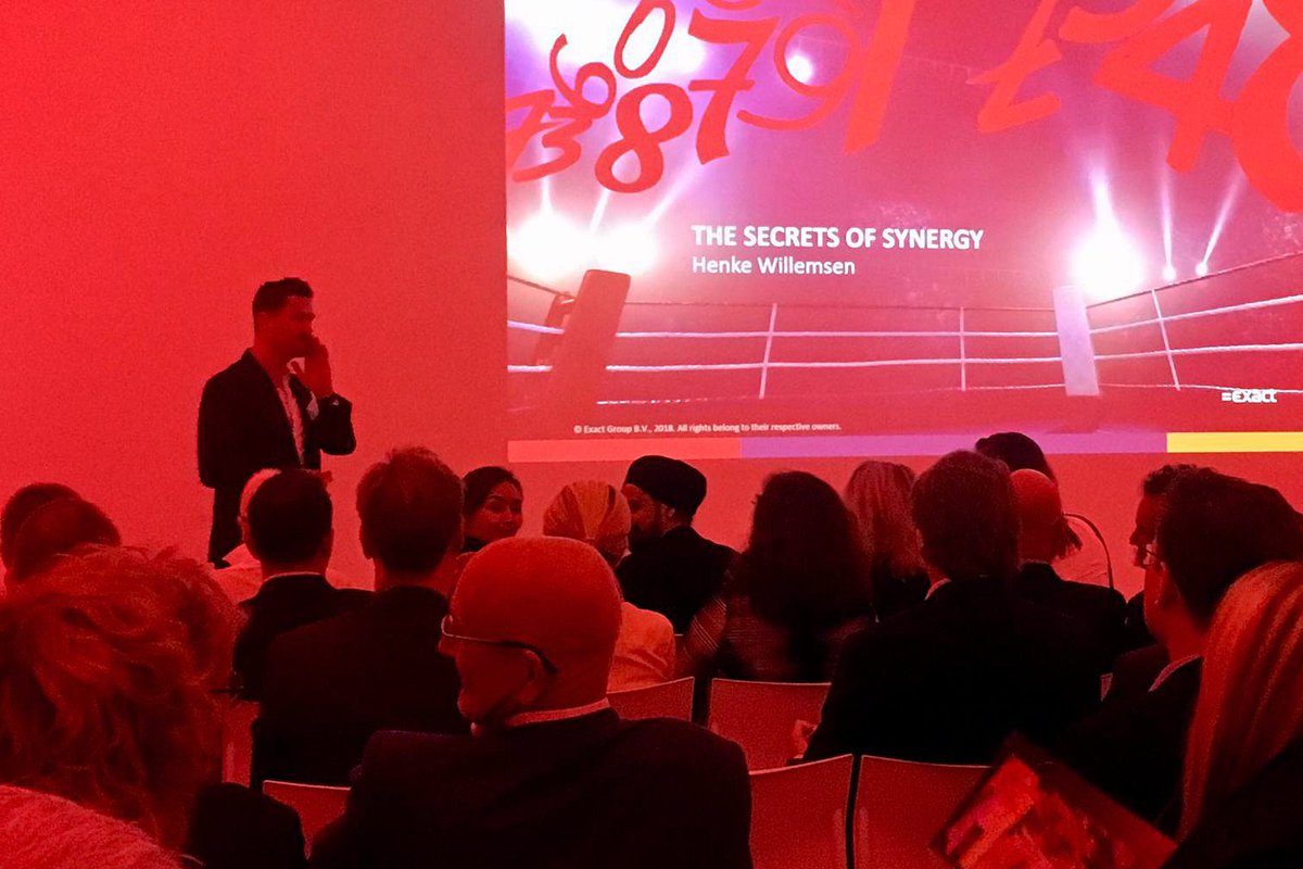 escbelgie's tweet photo. .@henkewillemsen The secrets of Synergy #exactlive #ExactEcoSystemSummit https://t.co/tBn0TQ1LBy