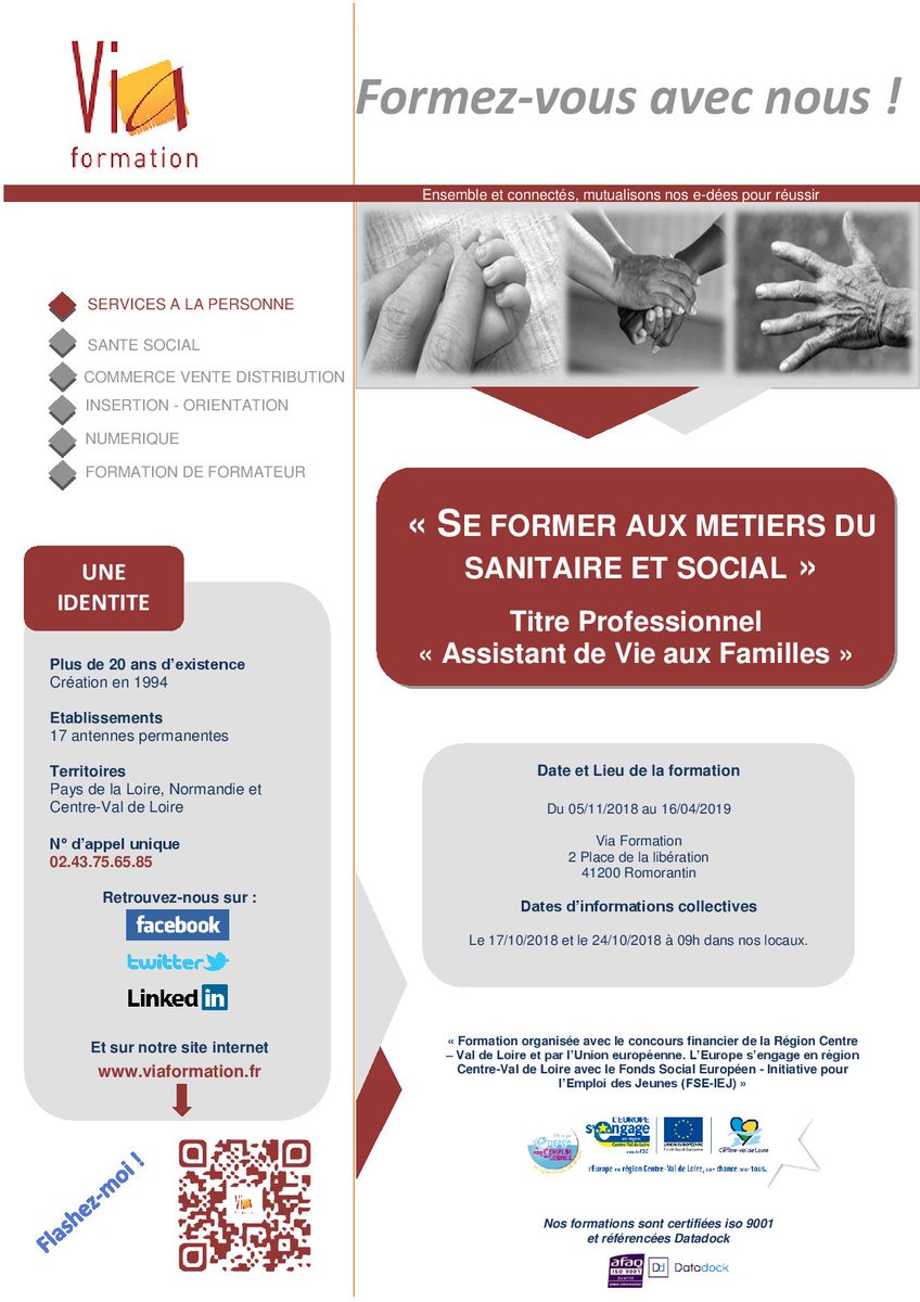 DavidBrnrd's tweet photo. Un peu de promo pour le Titre Pro ADVF qui se tiendra à partir de novembre à #Romorantin! Possibilité de s'informer lors d'une des réunions prévues le 17 ou 24 octobre à l'agence, ou bien à l'occasion de #1journeepour1formation  le 11 octobre matin à l'agence! Avec @viaformation https://t.co/EGrQyvKKc3