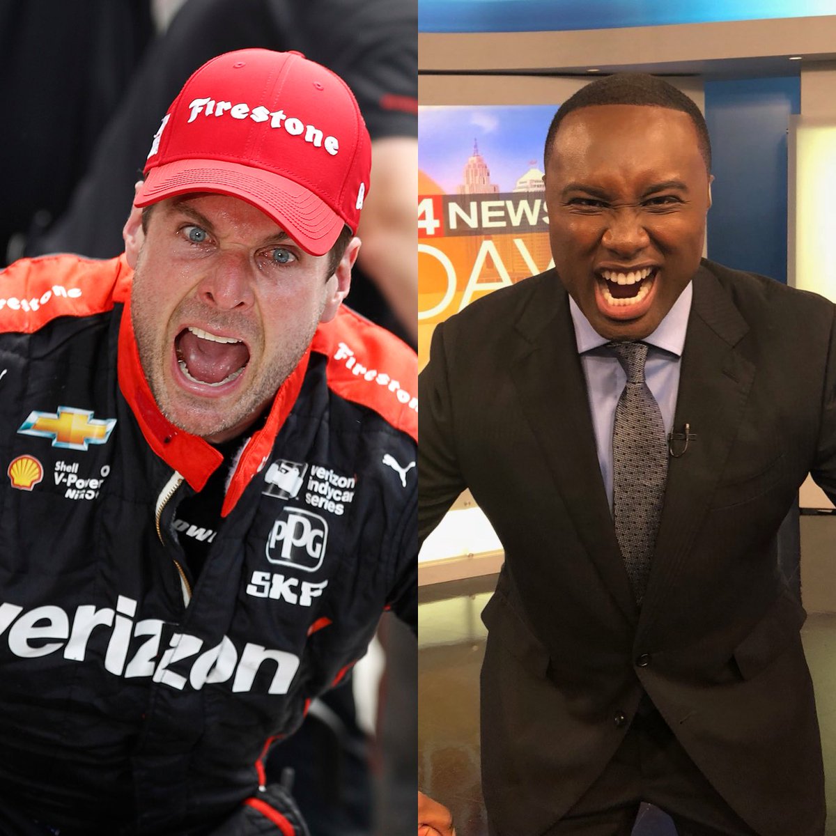 detroitgp's tweet photo. We love this one too! Check out @EvrodCassimy and his @12WillPower #PowerFace with #DetroitGP and @Local4News! @Team_Penske @IndyCar https://t.co/W9rqxPNrtv