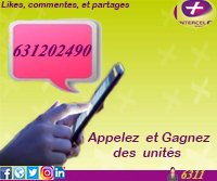 INTERCELPLUS's tweet image. Encore aujourd'hui, votre numéro de chance "631202490" attend votre appel pour gagner des transferts de crédits. 
Vous avez jusqu'à 16H, bonne chance à tous. 
#INTERCEL Plus, Simplement plus.